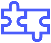 a blue and white puzzle piece icon